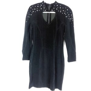 VTG 80's Tadashi Black Dress Heart & Rhinestones